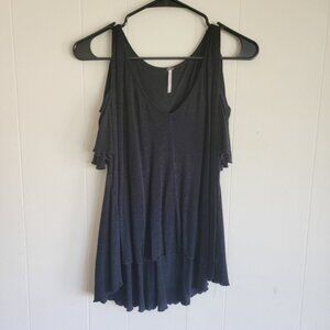 Free People Black Cold Shoulder Top